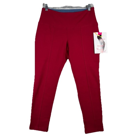 Women with Control Leggings Slimming Shaping Contouring Cropped Red Small Petite - Picture 1 of 11